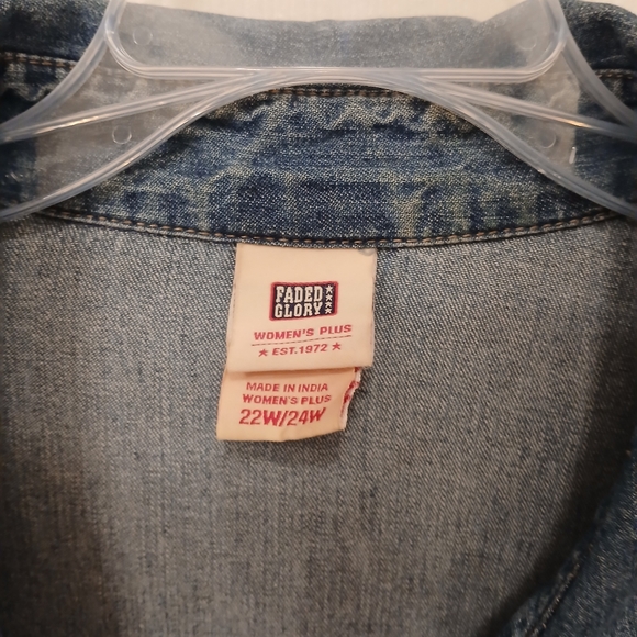 Vintage Faded Glory Denim Blouse Shirt Top Women's Size 22/24W - Picture 2 of 8
